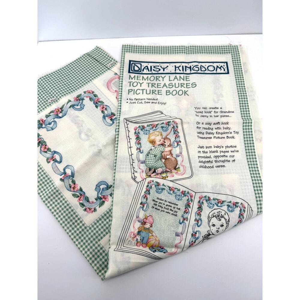 Daisy Kingdom Memory Lane Toy Treasures Picture Book Fabric Panel Vintage Uncut
